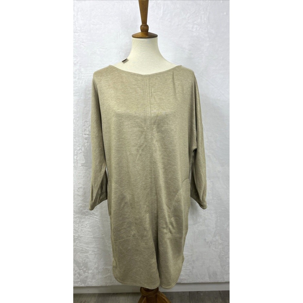 Max Studio Women's Dress Tan 3/4 Knot Sleeve Size Large NEW
